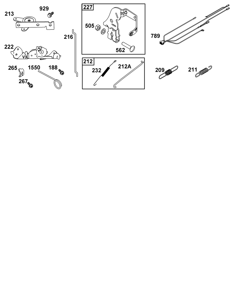 Controls Group Diagram and Parts List for 44J677-0005-G1 400000 - 699999 Briggs and Stratton Engine